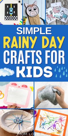 Collage of rainy day activities for kids, including indoor and outdoor activities and crafts. Rain Craft For Toddlers, Rain Crafts, Summer Crafts For Toddlers, Umbrella Craft, Weather Crafts, Mobile Craft, Wind Chimes Craft, Weather Unit