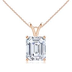 Lab-Grown Emerald-Cut Diamond Solitaire V-Bale Pendant Diamond Pendants, Emerald Cut Diamonds, Look Your Best, Diamond Solitaire, Emerald Cut, Diamond Pendant, Pendant Jewelry, Lab Grown Diamonds, Diamond Jewelry