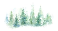 watercolor painting of trees in the snow