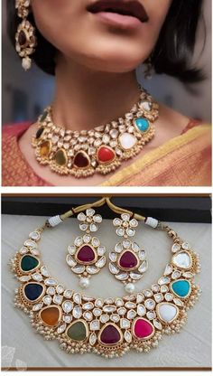 Multi Color Uncut Kundan Necklace with Earrings/ Sabyasachi Jewelry/ Real Kundan High end quality Kundan Set Please message me if you have any questions JEWELRY CARE: - Keep your jewelry pieces away from lotions, hairspray, liquids (moisture) etc - Avoid exposure to water & perfumes. - After wearing kindly wipe the jewelry gently with a soft cloth - When not in use, store the jewelry in a zip lock or air tight box to avoid damages - Keep away from sunlight for best care Navratan Necklace, Punjabi Jewelry, Sabyasachi Jewelry, Sabyasachi Jewellery, Multi Coloured Necklaces, Kundan Set, Jewelry Real, Necklace Indian, Kundan Necklace