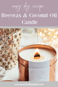 beeswax and coconut oil candle with text overlay