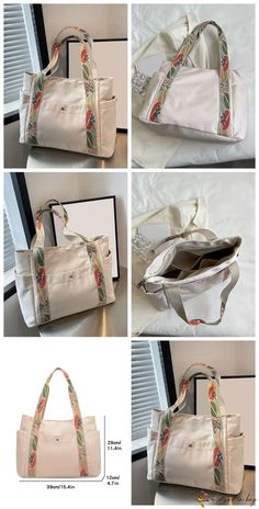 BirdinBag – Womens Printed Pattern Handbag: Large Capacity Tote with Sturdy Handles – Bird in Bag White Versatile Canvas Bag For Daily Use, Versatile White Canvas Bag For Daily Use, Versatile White Satchel Canvas Bag, Versatile White Canvas Satchel Bag, Versatile White Canvas Bag With Adjustable Strap, White Canvas Bag For Summer Errands, White Canvas Bag For Spring Travel, White Canvas Shoulder Bag For Spring, White Shoulder Canvas Bag For Spring