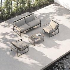 an aerial view of a patio furniture set