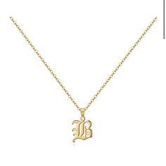 Letter B - Elegant Old English Initial Necklace With A Delicate Initial Charm Adjustable Necklace 18-20 Inches Stainless Steel Gold-Plated Chain The Necklace Will Not Fade, Rust, Stain, Or Corrode Also Available In Letters A-L - Check Out My Closet For More Questions? Leave A Comment Below! Elegant Gold Necklaces With Letter Print, Elegant Gold Necklace With Letter Print, B Initial Necklace, Letter B Necklace, B Necklace, Letter B, Letter Necklace, Adjustable Necklace, Initial Charm