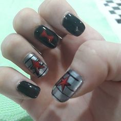 Bucky Nails Designs, Black Widow Inspired Nails, Black Widow Nail Art, Nail Ideas Marvel, Winter Soldier Nails, Marvel Nail Art Avengers, Marvel Nails Designs, Black Widow Nails, Marvel Nails Designs The Avengers