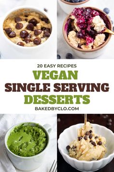 4 images of vegan mug desserts Desserts For 1, Cinnamon Rolls Pancakes, Peanut Butter Cinnamon Rolls, Vegan Single Serve, Single Serving Desserts, Brownies Peanut Butter, Butter Cinnamon Rolls, Recipes For Cookies