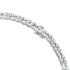 Ross-Simons - 30.00ct t. w. Multi-Shaped Lab Grown Diamond Necklace in 14kt White Gold. 16". An RS exclusive. Exceedingly elegant with its feminine collar-style drape, this magnificent necklace comes at a notable value when considering its ample size and scale. Here, a jaw-dropping 30.00 ct. t. w. marquise, round brilliant-cut and pear-shaped lab-grown diamonds glisten in a dazzling double-row design set in polished 14kt white gold. Graduates from 1/4" to 3/8" wide. Lab-grown diamonds are identi Formal Double Strand Diamond Necklace, Elegant Double Strand Diamond Necklace, Elegant Double Strand Diamond Necklaces, Luxury Single Strand Diamond Necklace For Formal Occasions, Luxury Single Strand Diamond Necklace For Formal Events, Elegant Formal Diamond Necklace With Polished Finish, Timeless Double Strand Jewelry For Formal Occasions, Elegant Silver Oval Tennis Necklace, Formal Cubic Zirconia Diamond Necklace With Polished Finish