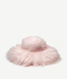 Fluffy Faux Fur Wide Brim Hat, Faux Fur Hat With Short Brim, Faux Fur Hats With Short Brim, Short Brim Faux Fur Hats, Wide Brim Hat With Faux Fur Lining, Chic Evening Hat With Feathers, Chic Pink Winter Hat, Chic Party Hats With Feather Trim, Evening Hats With Ostrich Feather Trim