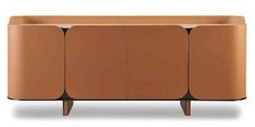 the sideboard is made out of wood and has three doors