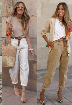 Mode Retro, Stylish Outfits For Women Over 50, Mode Jeans, Outfits Verano, White Pants