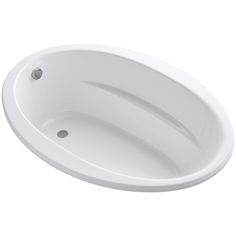 an oval white bathtub on a white background