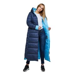 Maxi Quilted Hooded Coat Waterproof and Windproof Long Jacket This women's winter puffer coat is made from raincoat fabric and features a semi-fitted silhouette with set-in sleeves. The attached hood adds extra warmth and protection. Outer Fabric: Raincoat fabric, insulated with silicone Lining: Raincoat fabric Decorative Details: Seams, stitching, zipper trim, and patches Pockets: Hidden zipper pockets in the front seams Closure: Zipper and snap buttons Sleeve Length: 65 cm with a cuff, or 72 c Winter Hiking Raincoat With Fleece Lining, Winter Outerwear For Rainy Weather, Winter Raincoat With Detachable Hood For Outdoor, Winter Outdoor Raincoat With Detachable Hood, Solid Winter Raincoat For Cold Weather, Winter Raincoat For Cold Weather, Winter Hiking Raincoat With Adjustable Hood, Winter Raincoat With Double-lined Hood For Cold Weather, Functional Hooded Winter Raincoat