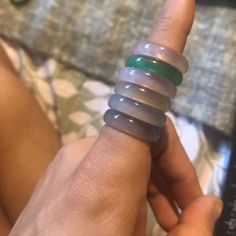 Agate Ring Set In Size 8 And 8.5 Adjustable Round Chalcedony Ring, Adjustable Jade Ring, Adjustable Chalcedony Ring, Agate Rings With Natural Stones, Agate Ring, Womens Jewelry Rings, Ring Set, Ring Sets, Agate