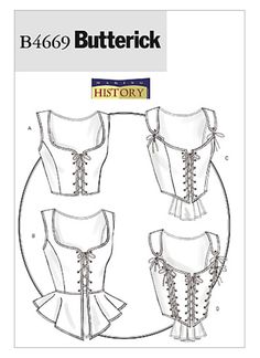 the front and back view of a women's corset pattern