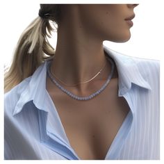 This necklace promises to envelop you in an aura of indulgent elegance and exquisite uniqueness. It serves as the perfect companion for any casual occasion, elevating your presence with a touch of unparalleled sophistication and charm. * 16" Total Length + 1.5" Adjustable Extension * Angelite 2mm x 3mm, Semi-precious stone, From Peru * 22K Gold Plated Sterling Silver Clasp, From Vietnam * 22K Gold Plated Sterling Silver Beads 1.8mm x 3mm, From Turkey * Handmade in Westport CT. US * Free shipping Gold Beaded Necklace, Westport Ct, Gold Bead Necklace, Gold Baby, 22k Gold, Sterling Silver Bead, Gold Plated Sterling Silver, Gold Beads, Silver Beads