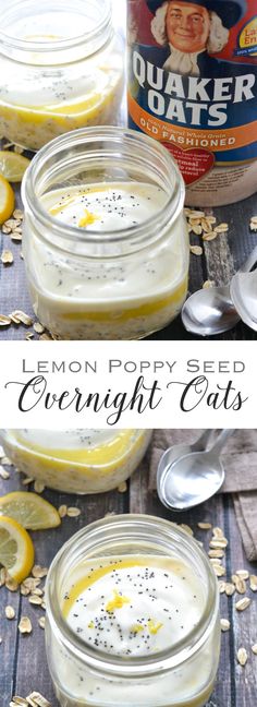 lemon poppy seed overnight oats in mason jars