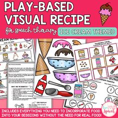 play - based visual recipe for speech therapy ice cream themed