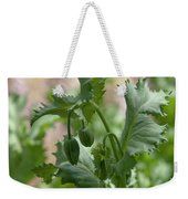 a green plant with leaves and flowers on it weekend bag featuring the photograph of a leafy plant