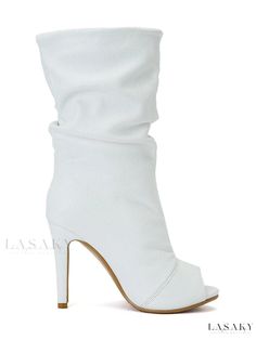 Lasaky - Classic White Ankle Boots with Peep Toe and High Heel - Stylish Sandal Booties in US Sizes 5.5-12.5 White Ankle Strap Boots For Spring, White Open Toe Party Boots, Chic White Open Toe Boots, Fall Heels, Heel Boots For Women, Peep Toe Ankle Boots, White Ankle Boots, Open Toe High Heels, Chunky Heels Boots