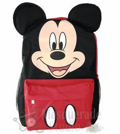 Size: Approx 16" x 12" x 5" 100% Brand New Licensed Product Adjustable Padded Straps 1 Main Large Zippered Compartment & 1 Front Zippered Compartment 2 Mesh Pocket on the Side Made of Canvas Disney Mickey Mouse Backpack For School, Disney Mickey Mouse Standard Backpack, Disney Mickey Mouse Backpack For Travel, Disney Mickey Mouse Backpack, Red Disney Backpack For Disney Fan Events, Red Disney Backpack, Disney Red Standard Backpack, Black Minnie Mouse Backpack For Back To School, Back To School Minnie Mouse Black Backpack