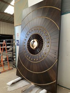 a large metal object sitting inside of a building