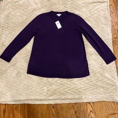 J. Jill Woman’s Sweater Size Small Petite. Nwt. Purple Long Sleeve Sweater For Work, Long Sleeve Purple Sweater For Work, Purple Sweater For Workwear In Spring, Purple Sweater For Spring Workwear, Purple Winter Workwear Tops, Classic Purple Winter Tops, Purple Black, Purple And Black, Color Purple