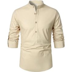 85% Cotton,15% Linen Button Closure Machine Wash Material: 15% Linen ,85% Cotton.Premium Cotton Linen Blend Fabric.Soft To Touch, Comfortable, Lightweight, Breathable, Keep You Relaxed And Cool All The Time. Details: Adjustable Four-Button Henley Collar / Special Button Design On The Arms To Hold Rolled Up Sleeves In Place. Occasions:Our Long Sleeved Casual Linen Henley Shirt Can Be Paired With Any Style Of Bottoms, Making It An Indispensable Item In Your Wardrobe.Perfect For Spring, Autumn And Cotton Shirt With Stand Collar And Button Cuffs, Stand Collar Shirt With Buttons For Fall, Spring Shirt With Button Cuffs And Stand Collar, Spring Shirt With Stand Collar And Button Cuffs, Fall Shirt With Stand Collar And Buttons, Beige Slim Fit Casual Top, Beige Casual Slim Fit Top, Single Breasted Long Sleeve Cotton Tops, Single Breasted Cotton Tops With Long Sleeves