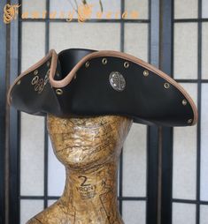 Adjustable Wide Brim Pirate Hat, Authentic Pirate Hat, Pirate Hat With Feathers, Brown Pirate Hat, Pirate-style Brimmed Costume Hat, Industrial Gears, Steampunk Pirate, Pirate Hats, Pirate Costume