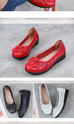 These women's loafers are a unique twist on the present-day style footwear. These loafers are made with shallow fashion element and its design says everything. The loafers actually go a long way in adding a conspicuous element to your look. This jaw-droppingly pretty loafers comes in an elegant round toe shape and butterfly-knot design.

Specifications
Brand Name: GeraldBlack
Flats Type: Loafers
Upper Material: GENUINE LEATHER
Upper-Genuine Leather Type: Cow Leather
Outsole Material: Rubber
Clos Pretty Loafers, Red Flats, Butterfly Knot, Red Sandals, Knot Design, Casual Flat Shoes, Blue Flats, Women's Loafers, White Sandals