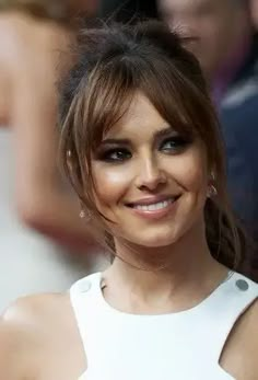 Medium Hair Styles Bangs, Jlo Bangs Long Layered, Bangs To Accentuate Eyes, Celebrity Bangs, Bangs Updo, Pony Hairstyles, Cheryl Cole, Lob Haircut, Short Fringe