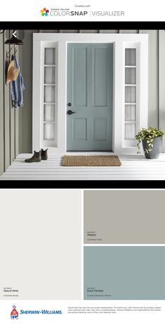 the front door is painted gray and white