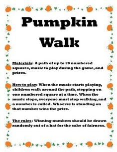 the pumpkin walk poster is shown with instructions