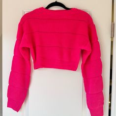 Bright Pink, Very Cropped. Brand New. Shein Sweater, Hot Pink Sweater, Pink Sweater, Bright Pink, Colorful Sweaters, Hot Pink, Sweaters For Women, Brand New, Pink