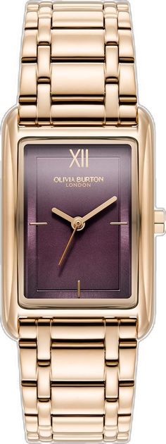 Rectangular Watches With Polished Finish For Evening, Rectangular Evening Watches With Subdials, Modern Evening Watches With Rectangular Dial, Midnight Plum, Rectangular Watch, Olivia Burton Watch, Watch Set, Olivia Burton, Japan Post