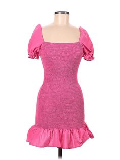 Shein Cocktail Dress Size: Medium Pink Dresses - used. 100% POLYESTER, Mini, Square, Short, Short Sleeve | Shein Cocktail Dress: Pink Dresses - Size Medium Fitted Sundress With Ruffle Hem, Fitted Puff Sleeve Lined Dress, Stretch Dresses With Ruffle Hem For Day Out, Trendy Fitted Midi Dress With Puff Sleeves, Fitted Ruched Sundress Mini Dress, Ruched Fitted Mini Sundress, Stretch Mini Dress With Puff Sleeves And Ruffles, Trendy Fitted Dress With Ruffle Hem, Flirty Stretch Square Neck Dresses