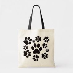 Paw Print Tote Bag #catlovers #catgifts #ilovemycat #totebags #greetingcards Customizable Large Bags For Daily Use, Customizable Eco-friendly Black Bags, Customizable Black Rectangular Canvas Bag, Casual Tote Bag For Personal Use, Diy Tote Bag Design, Handpainted Tote Bags, Sewing Handbag, Canvas Bag Diy, Canvas Bag Design