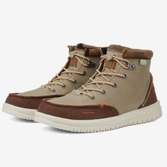 Recycled Leather Tan With Brown. New With Tags And Box Leather Sneakers With Canvas Lining And Round Toe, Men’s Leather Hey Dudes, Hey Dude Shoes, Hey Dudes, Hey Dude, Grey Shoes, Recycled Leather, Slate Blue, Tan Brown