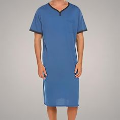 Season:Fall,Spring; Fabric:Polyester; Sleeve Length:Short Sleeve; Gender:Men's; Quantity:1 PCS; Nightwear Style:Loungewear,Pajamas,Sleepwear,Nightshirt,Sleep Shirt; Style:Soft,Fashion,Comfort; Elasticity:Micro-elastic; Occasion:Bed,Home; Age Group:Adults; Function:Breathable; Pattern:Pure Color; Design:Basic; Neckline:V Wire; Listing Date:09/01/2022; Length:; Bust:; Sleeve Length: Blue Cotton Sleepwear, Casual V-neck Sleepwear For Home, Casual V-neck Sleepwear, Blue Cotton Sleepwear For Home, Blue Summer Sleepwear For Home, Black V-neck Sleepwear For Relaxation, Black Short Sleeve Nightgown For Loungewear, Blue V-neck Sleepwear For Home, Comfortable Short Sleeve Sleepwear For Relaxation