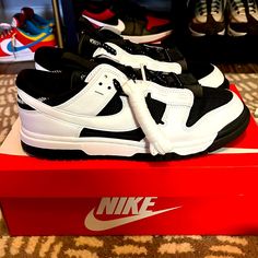 Fresh From The Nike App, Brand New And Original. With Complete Box And Extra Laces. Designer Nike Black Sneakers, Designer White Nike Custom Sneakers, Nike Air Dunk, Nike App, Shoes Nike Air, White Nikes, Mens Shoes Sneakers, Nike Men, Nike Shoes