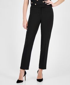 in stock Classic Black Elastane Bottoms, Tailored Ankle-length Black Pants, Tailored Black Ankle-length Dress Pants, Black Tailored Tapered Leg Pants, Black Elastane Tapered Leg Bottoms, Black Tapered Leg Dress Pants In Elastane, Black Tapered Leg Elastane Bottoms, Classic Black Ankle-length Pants, Classic Black Tapered Leg Pants