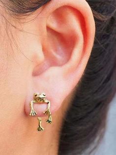 Frog Earrings, Frog Jewelry, Ear Jacket Earring, Style Gothic, Korean Jewelry, Gothic Earrings, Cute Frog, Punk Jewelry, Animal Earrings