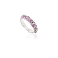 This is part of Chairish’s Fine Jewelry assortment.  Natural Pink Sapphire Thick Eternity Band Pave Ring in 18K Gold symbolizes the everlasting love between a couple. It shows the infinite love you have for your partner. The round shape represents love which will continue and makes your promises stay forever. Sapphire stimulates concentration and reduces stress. Lightweight and gorgeous, this is a perfect Pink Sapphire Band. It can be a Bridal Shower Gift, Secret Santa Gift, Gift For Sister, Mot Wedding Rings With Brilliant Cut Pink Sapphire, Pink Sapphire Pave Setting Ring For Gift, Wedding Rings In Diamond White Pink Sapphire, Pink Sapphire Rings With Pave Setting For Gift, Pink Sapphire Wedding Rings With Round Band, Pink Sapphire Pave Setting Ring, Luxury Pink Sapphire Diamond Promise Ring, Pink Sapphire Ring With Pave Setting, Pink Sapphire Rings With Pave Setting