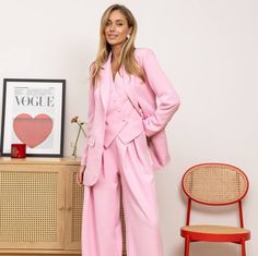 Welcome to ZaikoStor, where elegance meets bold style in every stitch: - Stand out with confidence in our pink striped 3-piece suit for women, featuring a wide-leg pant suit design for a chic and sophisticated look. - Embrace timeless elegance with our elegant pantsuit collection, perfect for making a statement at any event. - Make a fashion statement with our palazzo suit, offering a modern twist on classic style. - Elevate your ensemble with our vest suit for women, adding a touch of flair and Evening Pant Suits, Suit Palazzo, Elegant Pants Suits, Light Blue Suit, Oversize Jacket, Wide Leg Pant Suit, Womens Suits, Suit For Women, Pink Suit