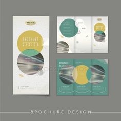 brochure design templates with circles and dots on grey background stock photo - image