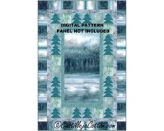 digital pattern panel not included for quilts and other projects, with trees in the background