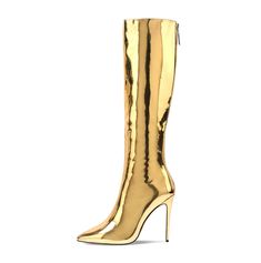 BootsFabric: Microfiber Crazy HorseInside: SingleSize: 35-47 Heel height: 10 - 12CMTube height: 45CMAnkle: 24CMCalf circumference: 34CMThigh circumference: 36CM Gold Knee-high Winter Boots, Fitted Knee-high Gold Boots, Fitted Gold Knee-high Boots, Gold Fitted Knee-high Boots, Gold Fitted Boots For Night Out, Gold Formal Boots For Winter, Stiletto Knee High Boots, Horse Fabric, Zippers Fashion