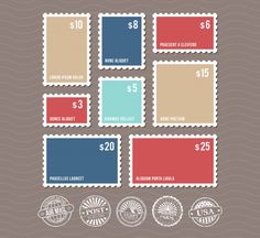 postage stamps with different colors and numbers on them stock photo - 549782