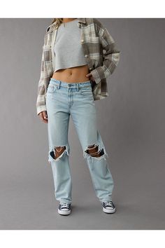 Rigid in the front. Stretchy in the back. Magic all over with innovative 50/50 construction./Comfort Stretch Waistband for an extra dose of comfy!/Light wash/Ripped Cute Summer Fits, Shoe Nails, Ripped Boyfriend Jeans, Jewelry Outfit, Ex Boyfriend, Ripped Jean, 50 50, Boyfriend Jeans, Straight Leg Jeans