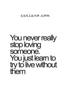 the words you never really stop loving someone, you just learn to try to live without them