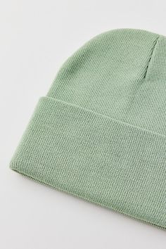 Essential ribbed beanie hat from Urban Outfitters in all our favorite colors. Soft & cozy knit beanie silhouette complete with a fold-over wide cuff. Made from a thick knit material, this staple beanie is perfect for chilly weather. Features UO Jessie basic beanie New fave knit beanie hat Soft-touch cozy knit with a wide cuff Grab all the colors! UO exclusive Content + Care 100% Acrylic Spot clean Imported | Urban Outfitters UO Jessie Essential Ribbed Beanie in Mint, Women's at Urban Outfitters Green Beanie, Chilly Weather, Cozy Knit, Knit Beanie Hat, Wide Cuff, Cozy Knits, Knitting Materials, Beanie Hat, Knit Beanie